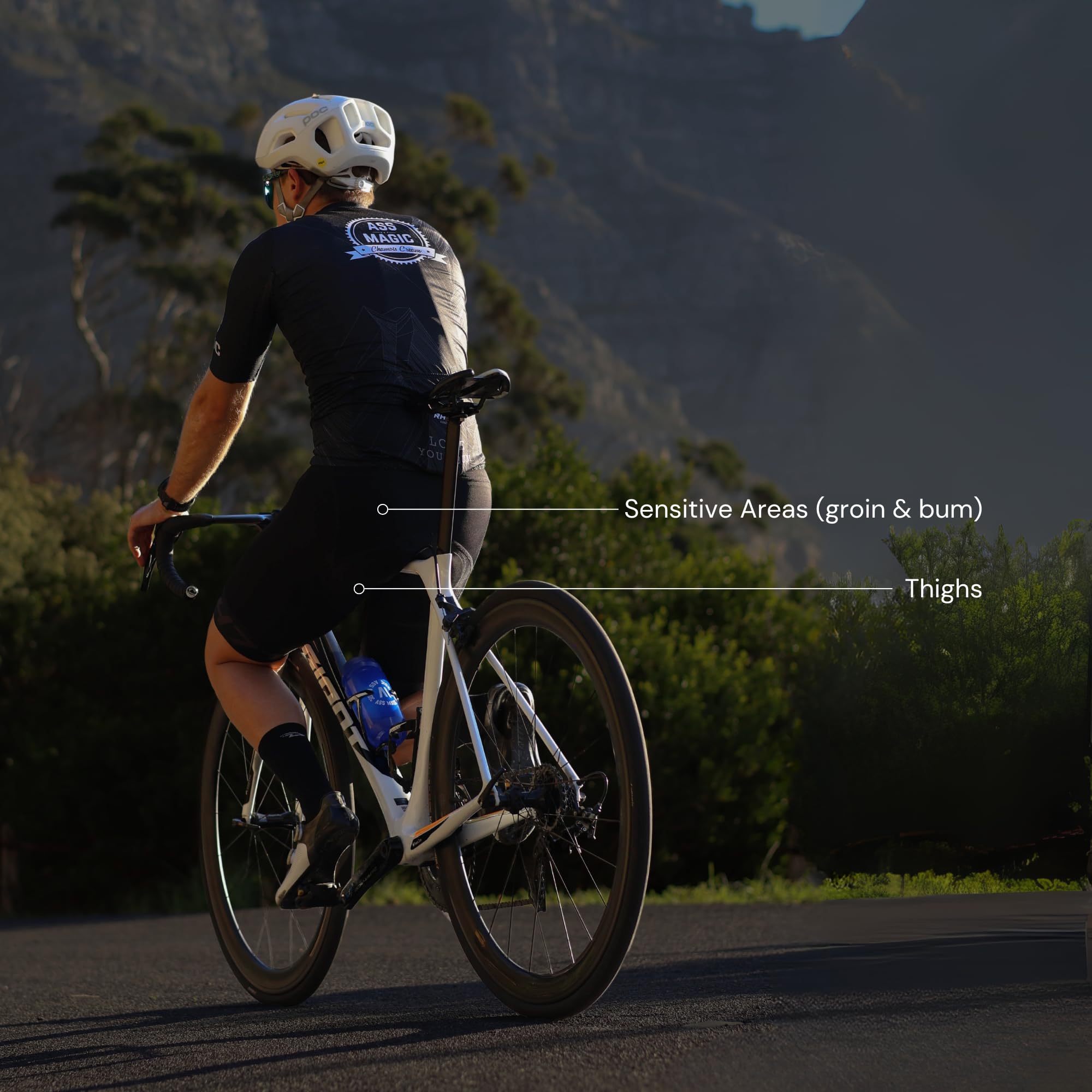Cyclist applying ASS MAGIC Chamois Cream for chafe prevention