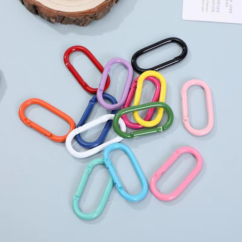 Assorted colors aluminum carabiners with keyrings green focus for versatile camping setups