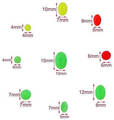 Yellow and red glow beads for rigs, 5mm–12mm