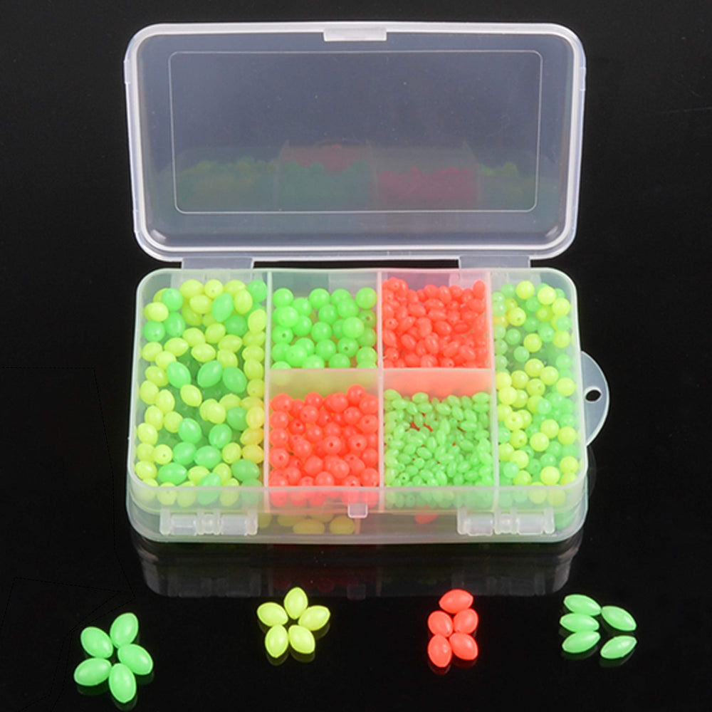 Oval and round glow fishing beads variety