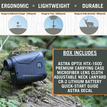 Astra Optix soft carry case keeps the rangefinder protected and ready for outdoor use.