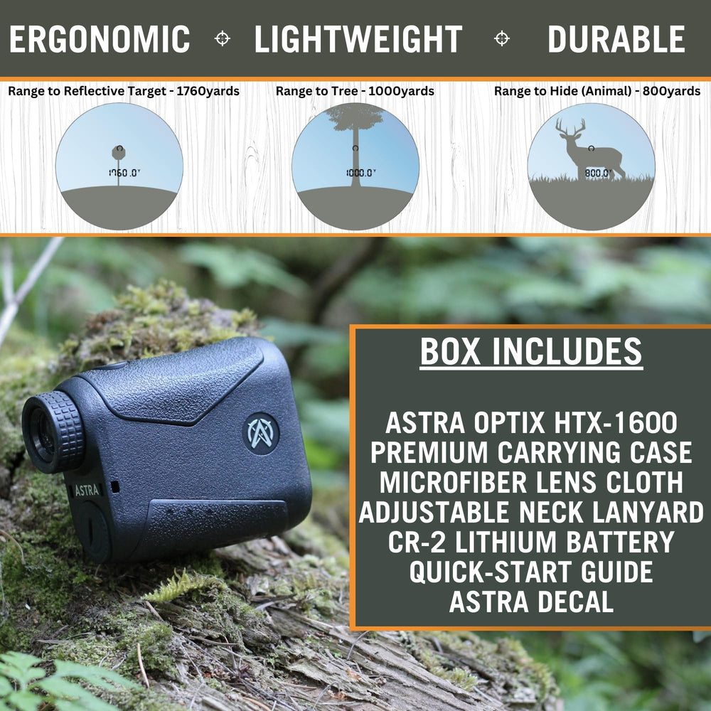 Astra Optix soft carry case keeps the rangefinder protected and ready for outdoor use.