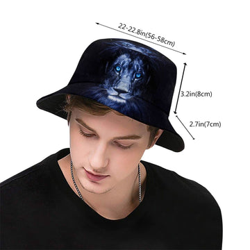 One-size-fits-most label and brim detail on ASYG bucket hat