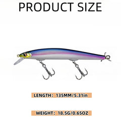 Side view of ASYHV 3D Minnow suspending lure showing profile
