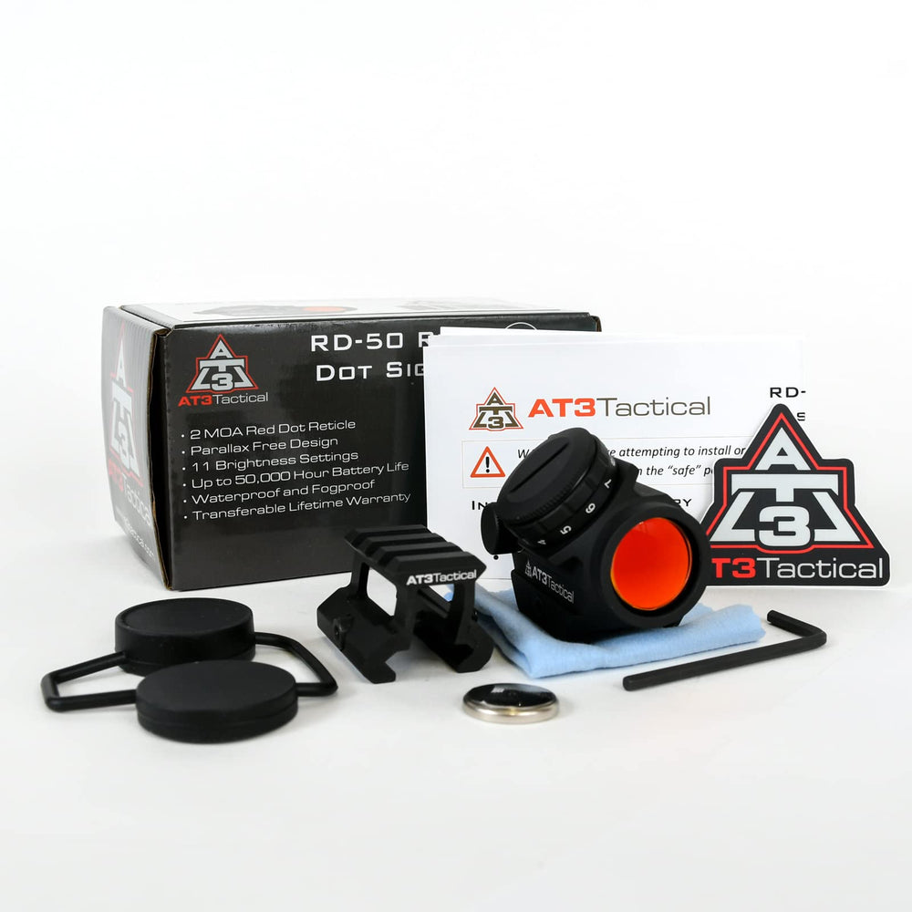 AT3 Tactical RD-50 Pro Renata CR2032 battery included for immediate use.