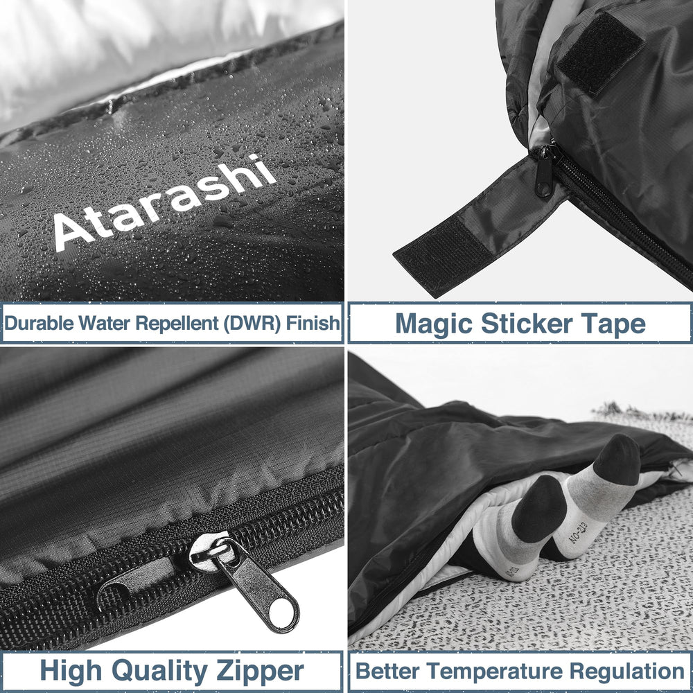 Atarashi hood and draft collar secure warmth in cool nights