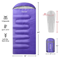 Atarashi sleeping bag compression sack image highlights portable packing and easy transport.