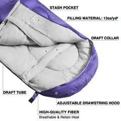 Atarashi sleeping bag hood drawstring detail emphasizes heat retention and snug nighttime adjustment.