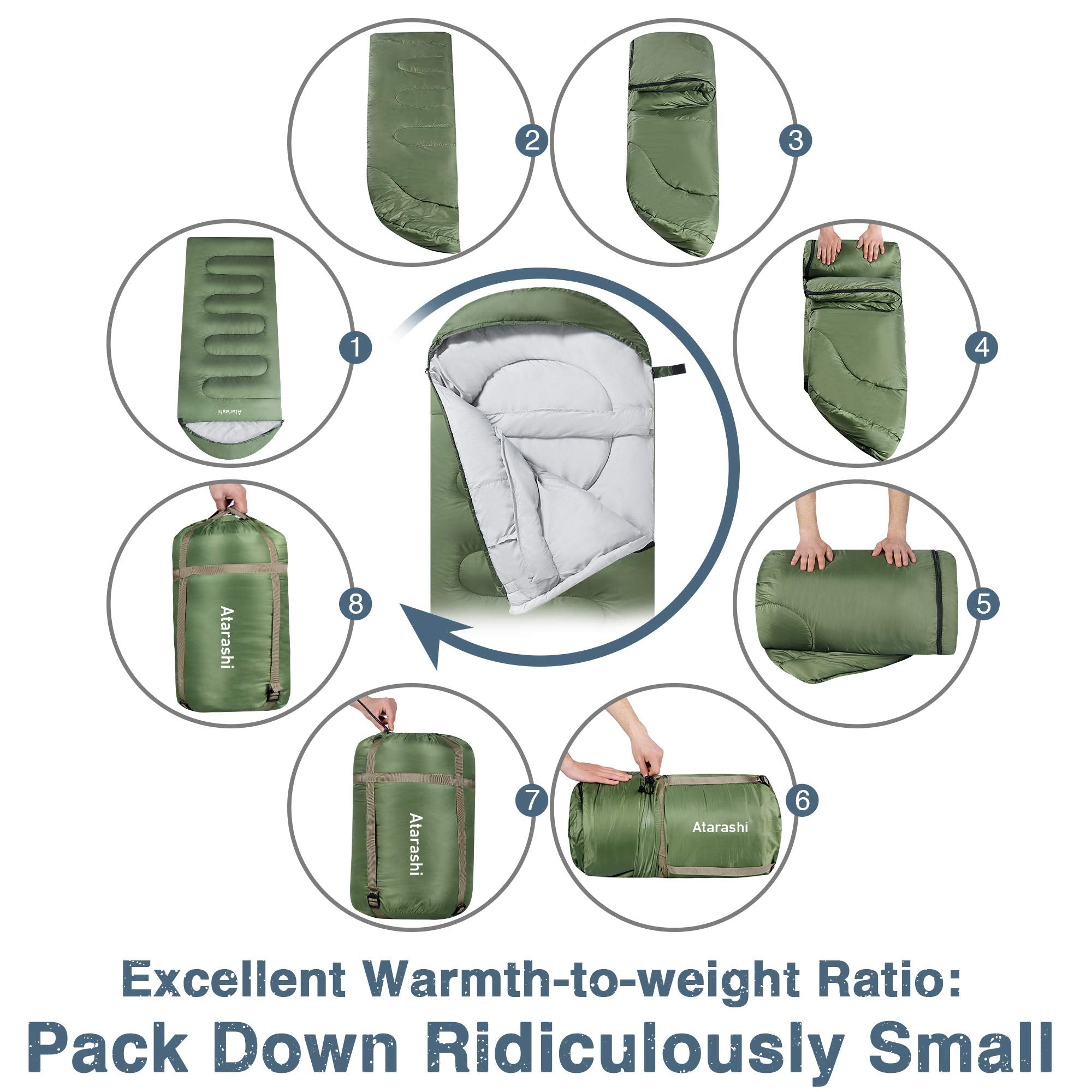 Atarashi sleeping bag waterproof shell helps keep you dry in damp camping environments