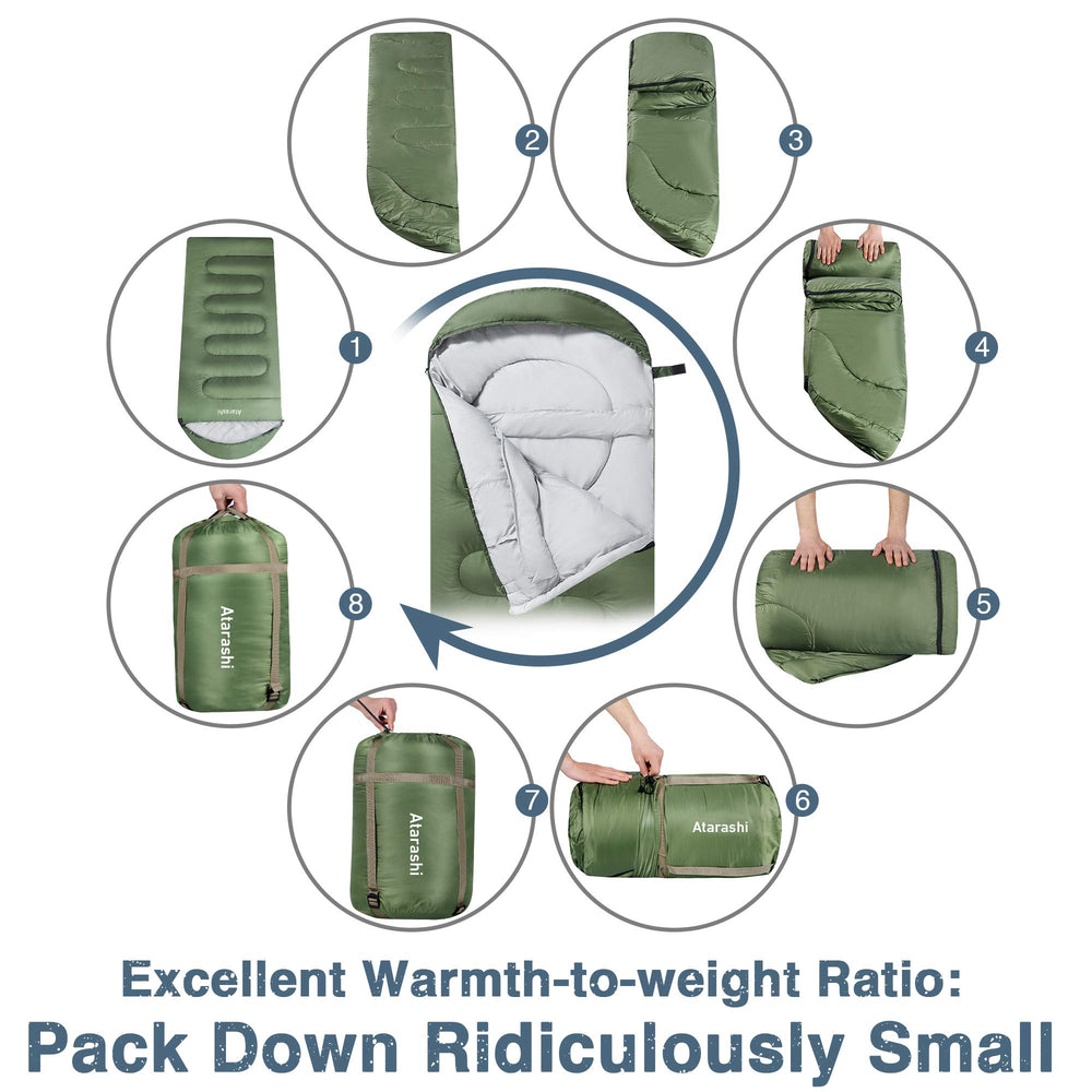 Atarashi sleeping bag waterproof shell helps keep you dry in damp camping environments