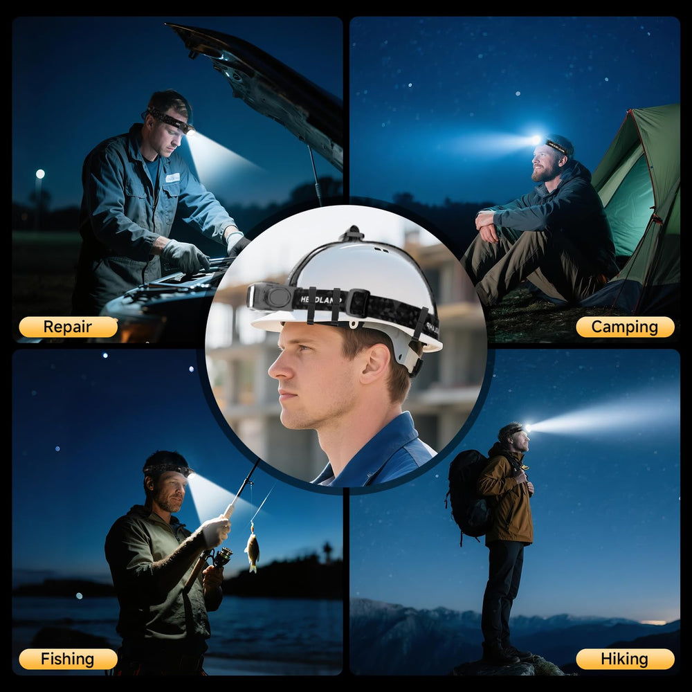 ATDOALL headlamp modes image highlights white, yellow, and red options for scenes