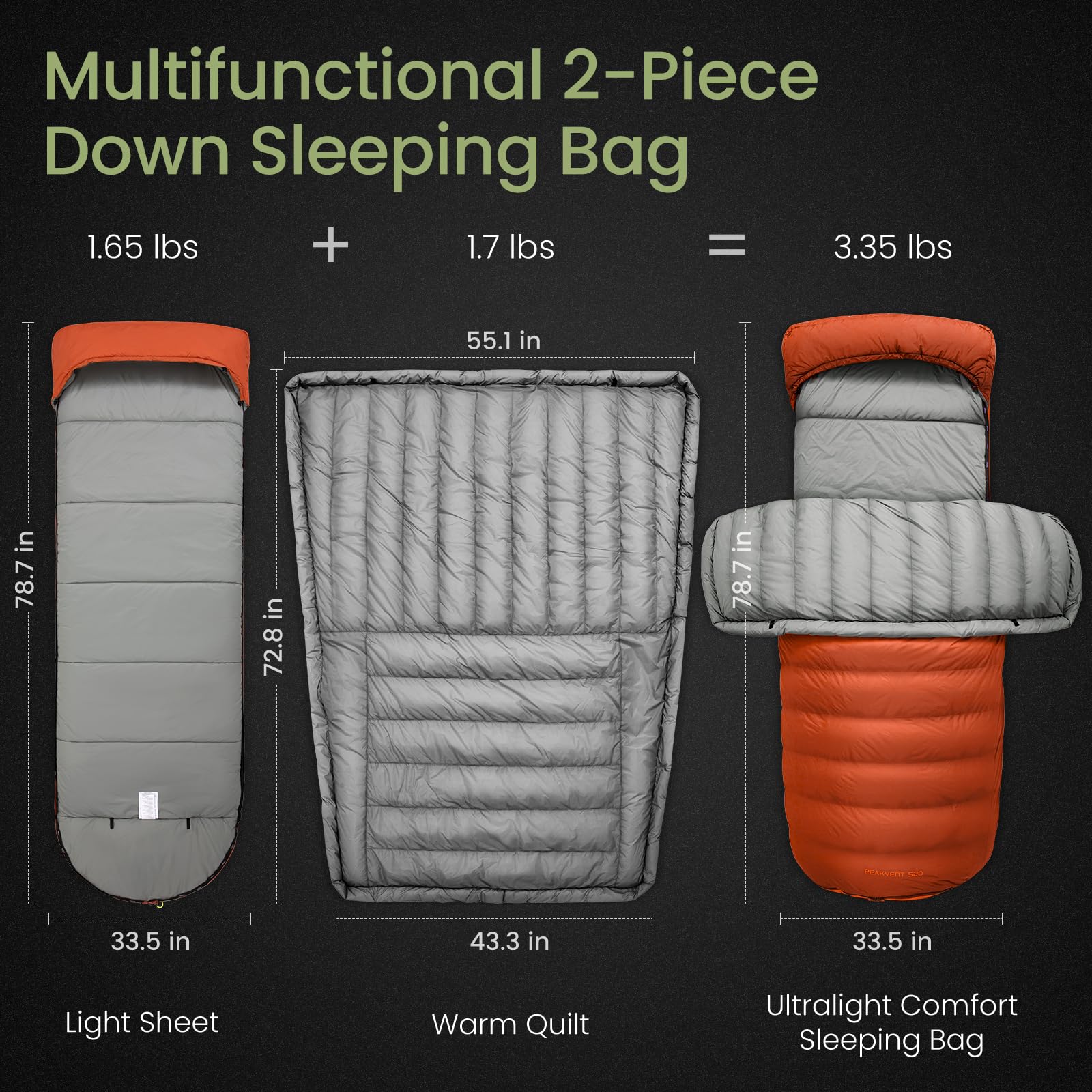 ATEPA vertical-quilted top and horizontal-quilted bottom prevent cold spots during sleep