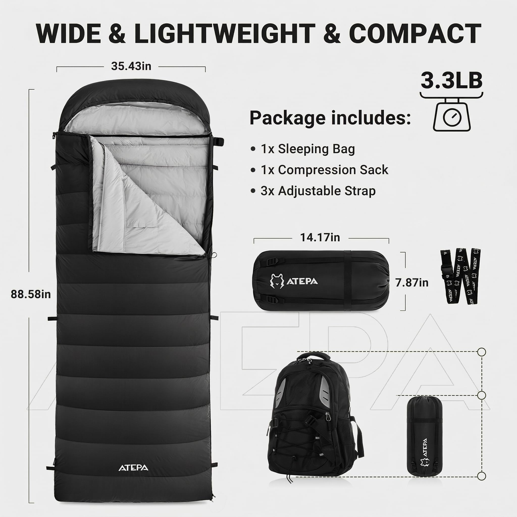 ATEPA ultralight packable design fits in a compact backpacking sack.