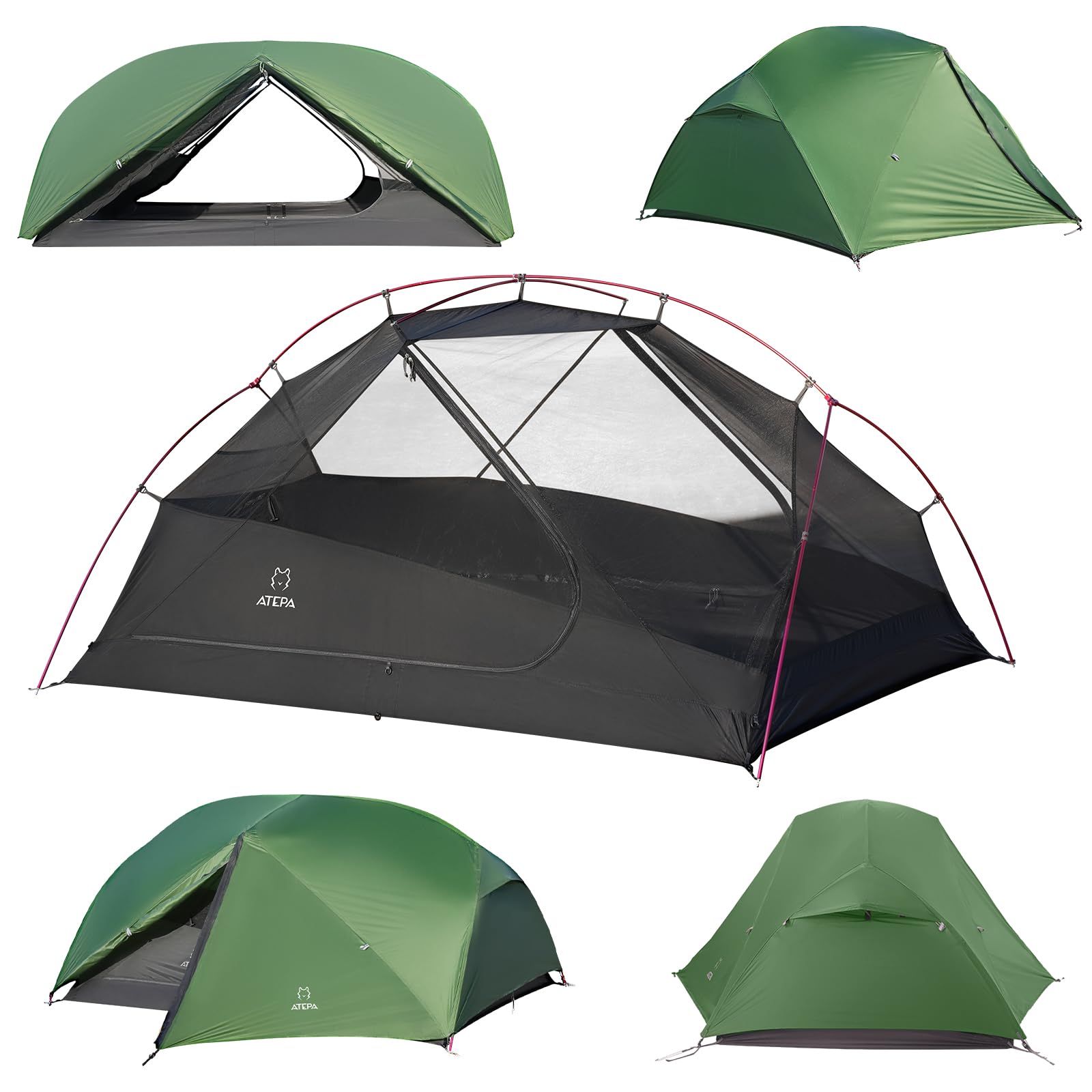 ATEPA ultralight two person tent setup in outdoor environment for hikers