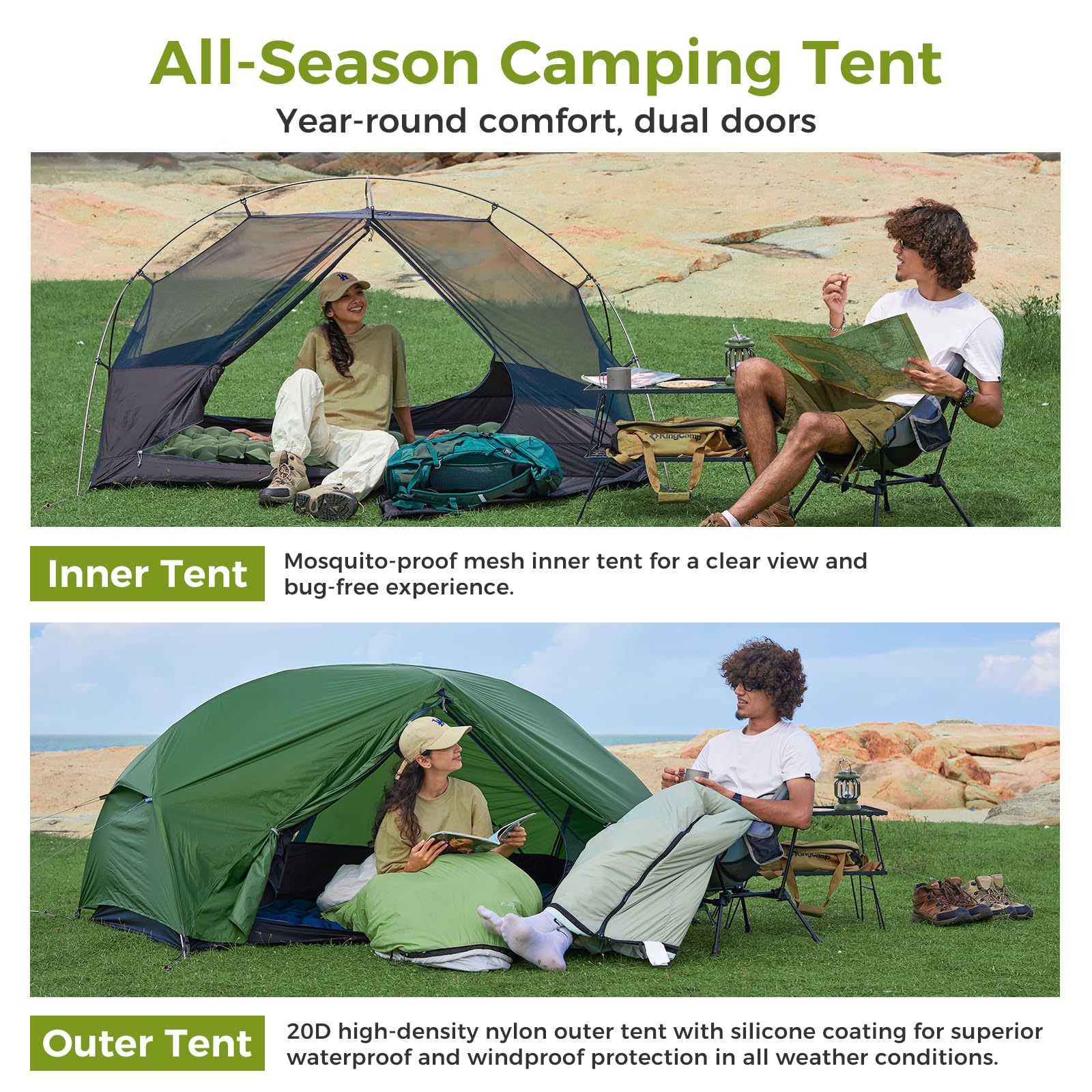 ATEPA tent waterproof seams close-up highlighting dry interior.