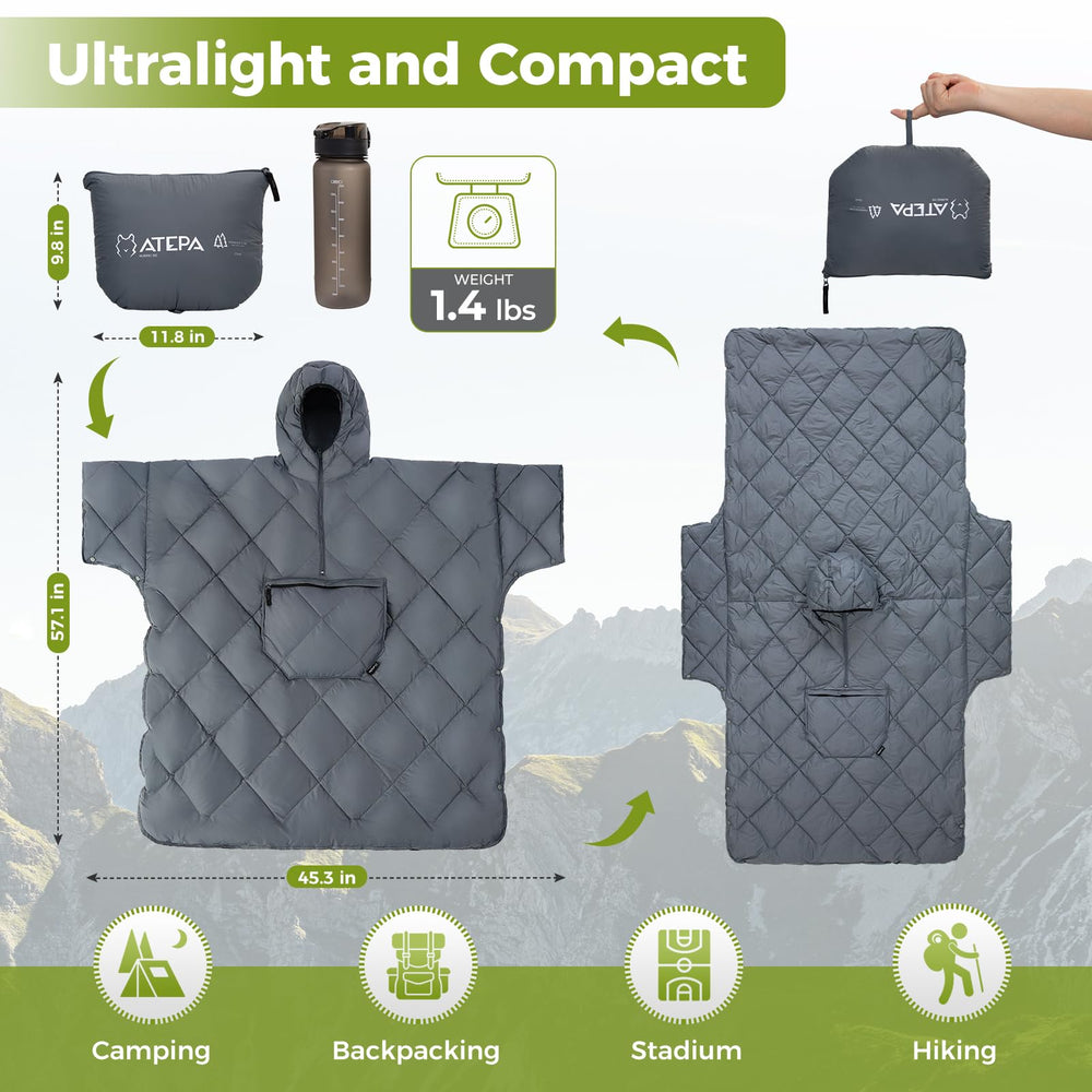 ATEPA water-repellent nylon shell protects against drizzle while staying breathable