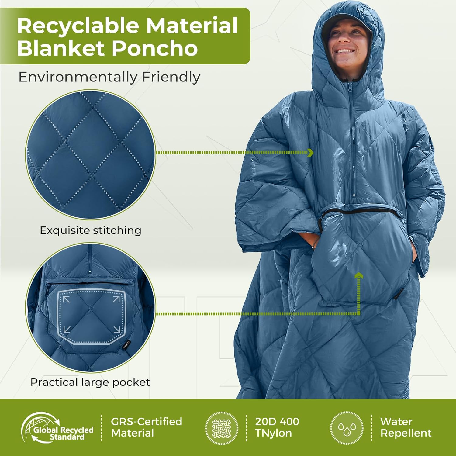 ATEPA wearable sleeping bag in blanket form showcases light warmth and coverage.