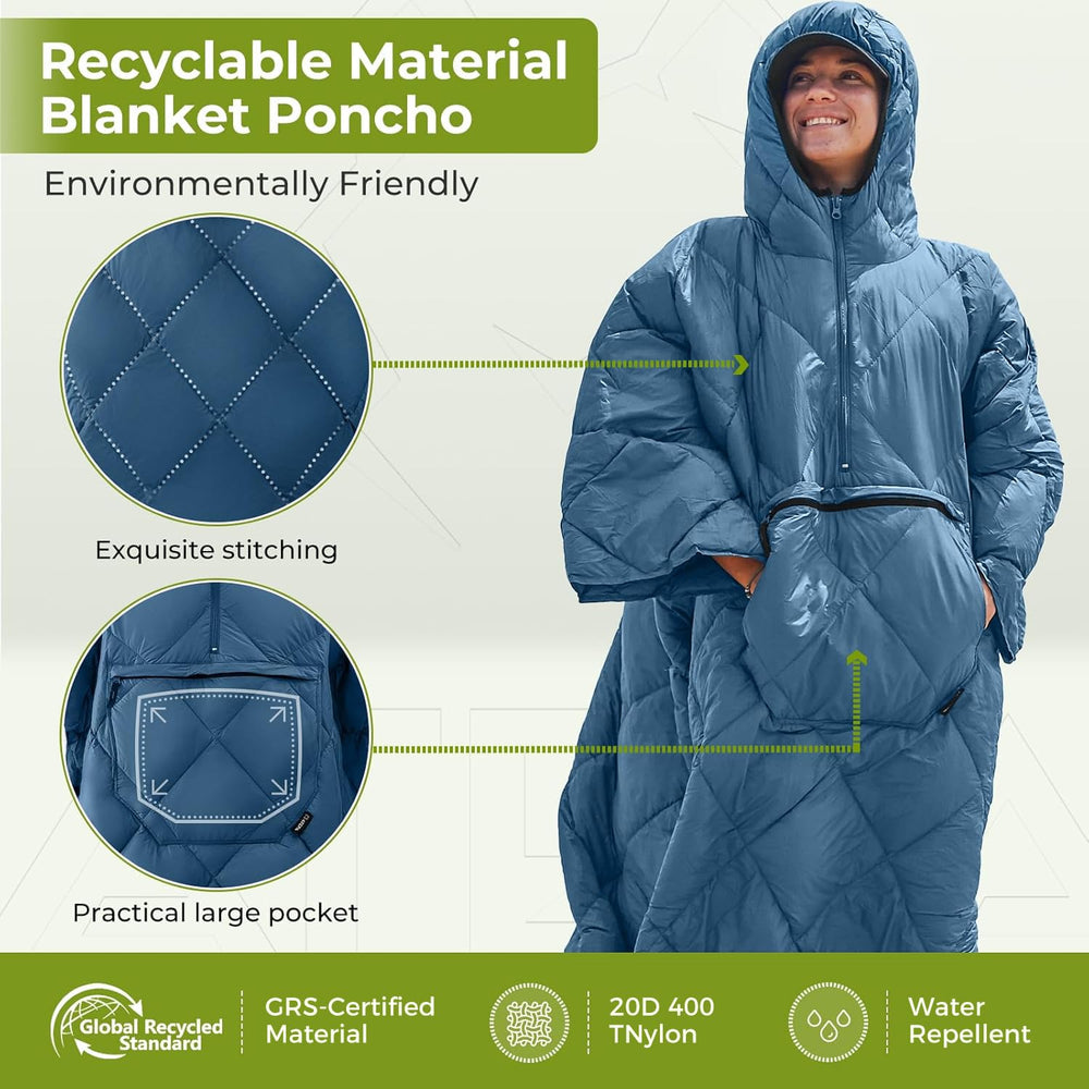 ATEPA wearable sleeping bag in blanket form showcases light warmth and coverage.
