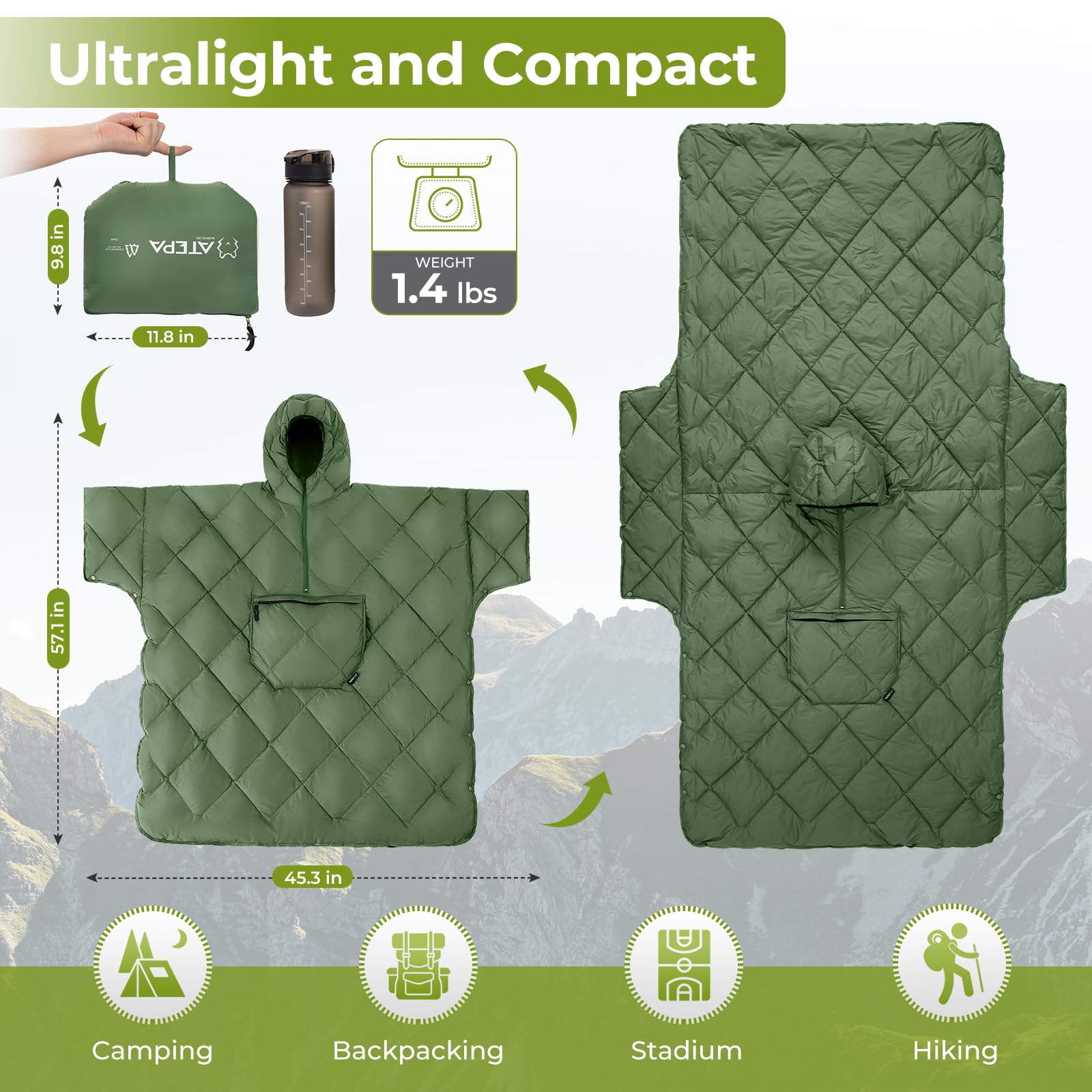 ATEPA kangaroo pocket provides storage and warming hands on the go.