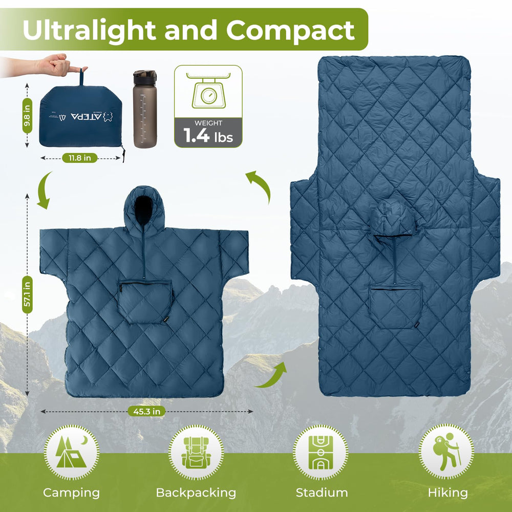 ATEPA ultralight packable design highlighted by compact packed dimensions.