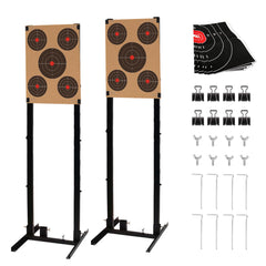 Atflbox shooting target stand with a sturdy base for outdoor practice.