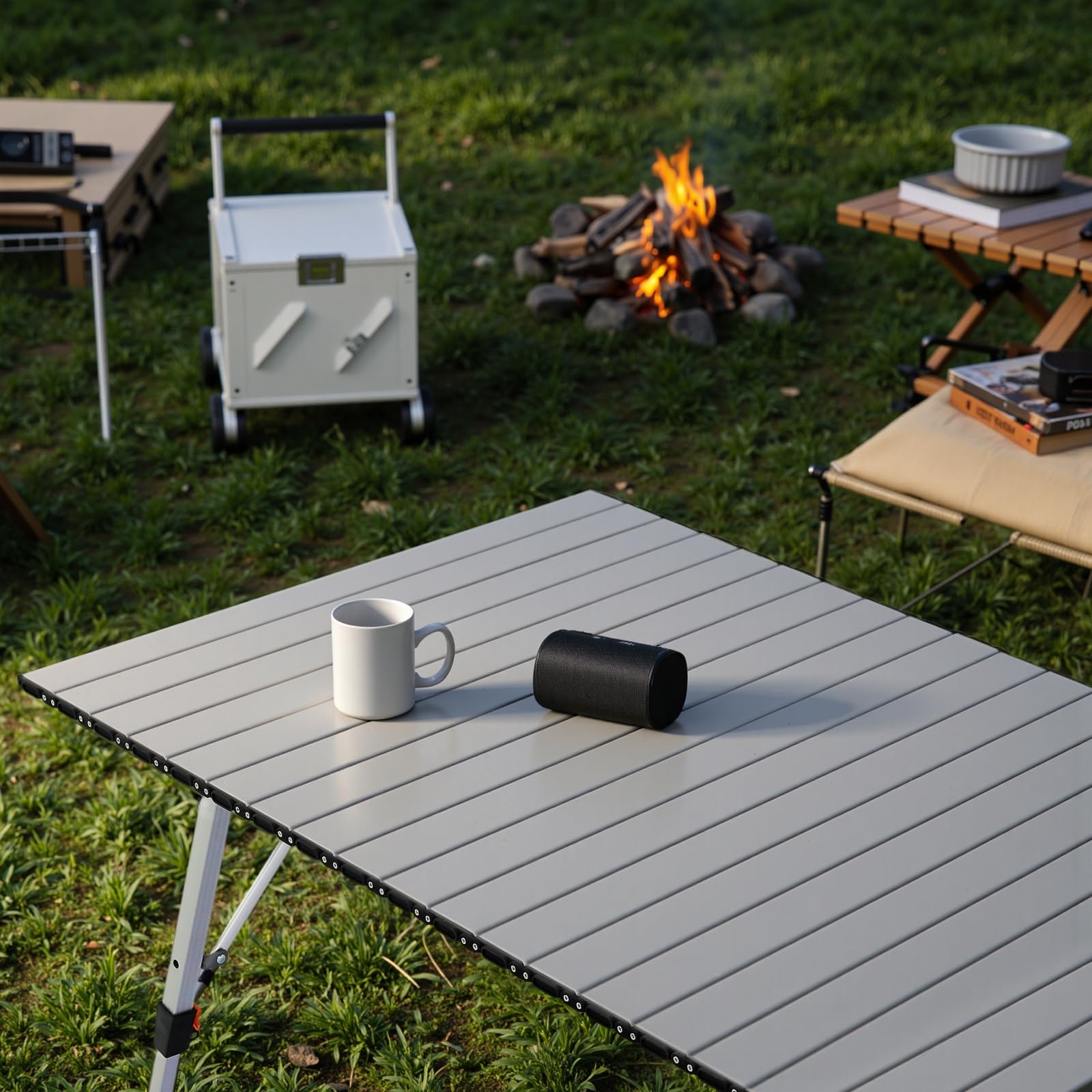 Athena Collection sturdy aluminum frame supports up to 66 pounds for meals and gear.