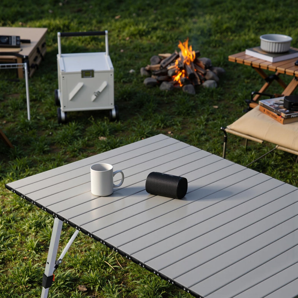 Athena Collection sturdy aluminum frame supports up to 66 pounds for meals and gear.
