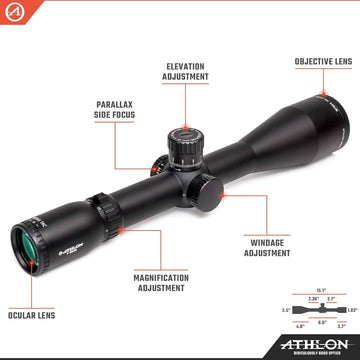 Athlon Optics Midas TAC 56mm objective lens delivers bright, wide field of view.