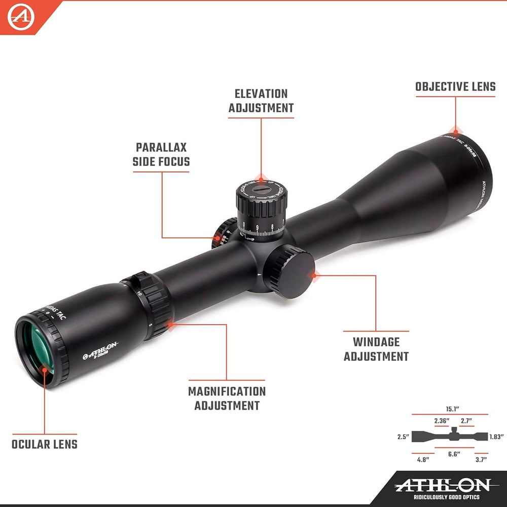 Athlon Optics Midas TAC 56mm objective lens delivers bright, wide field of view.