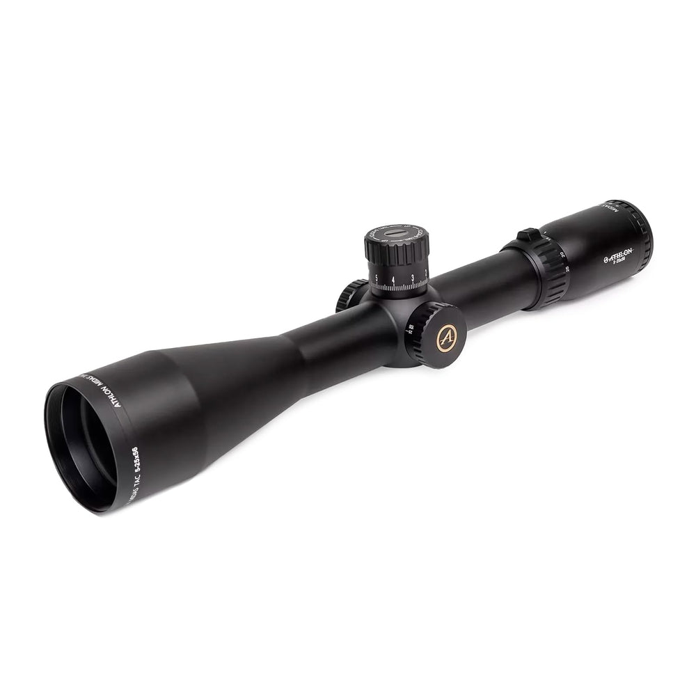 Athlon Optics Midas TAC 5-25x56 FFP APRS6 reticle closeup enables precise subtensions across magnifications.