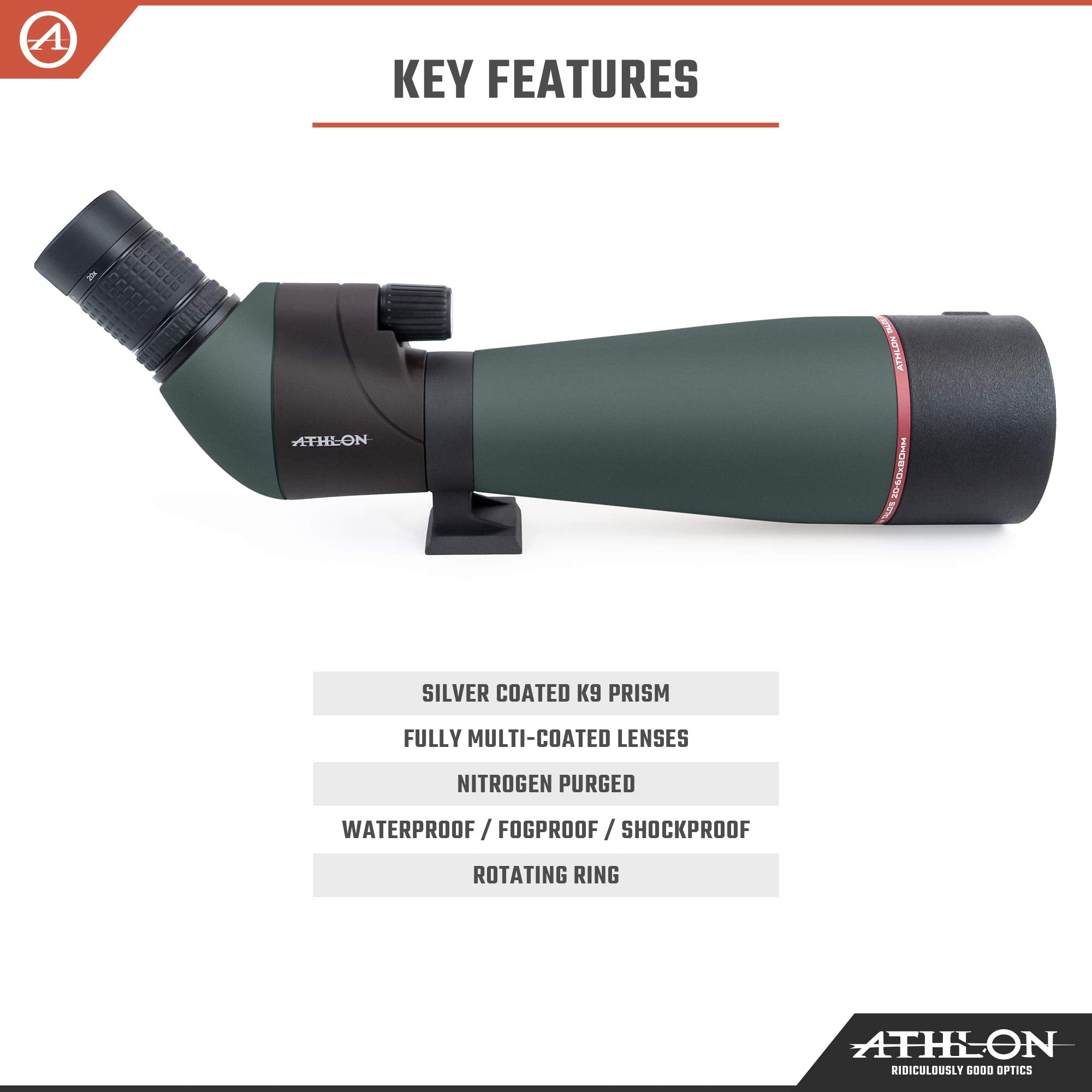 Athlon Talos lens detail highlights fully multi-coated optics for vivid images.