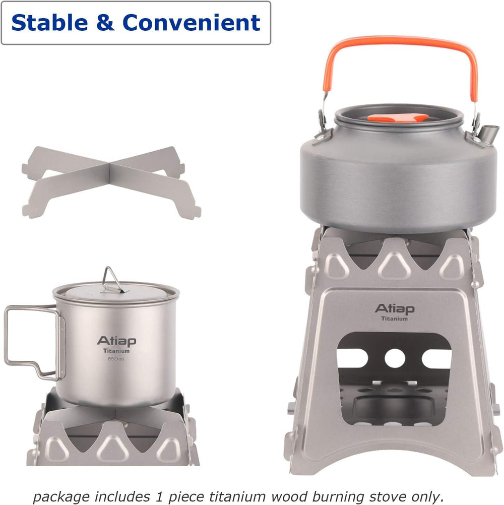 ATiAP Ultralight stove in use with wood fuel for outdoor meals