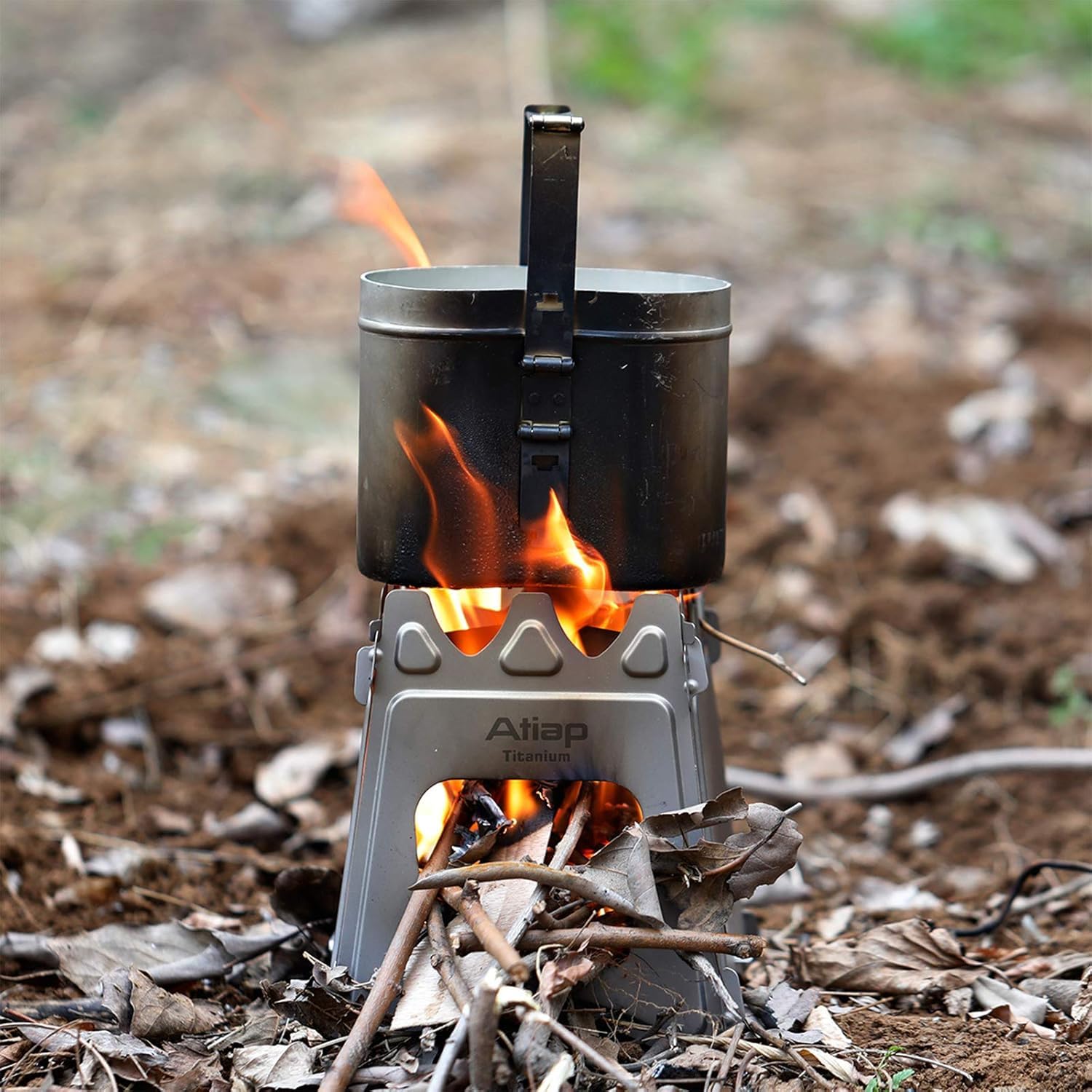 ATiAP Ultralight stove packed in a backpack for trail-ready portability