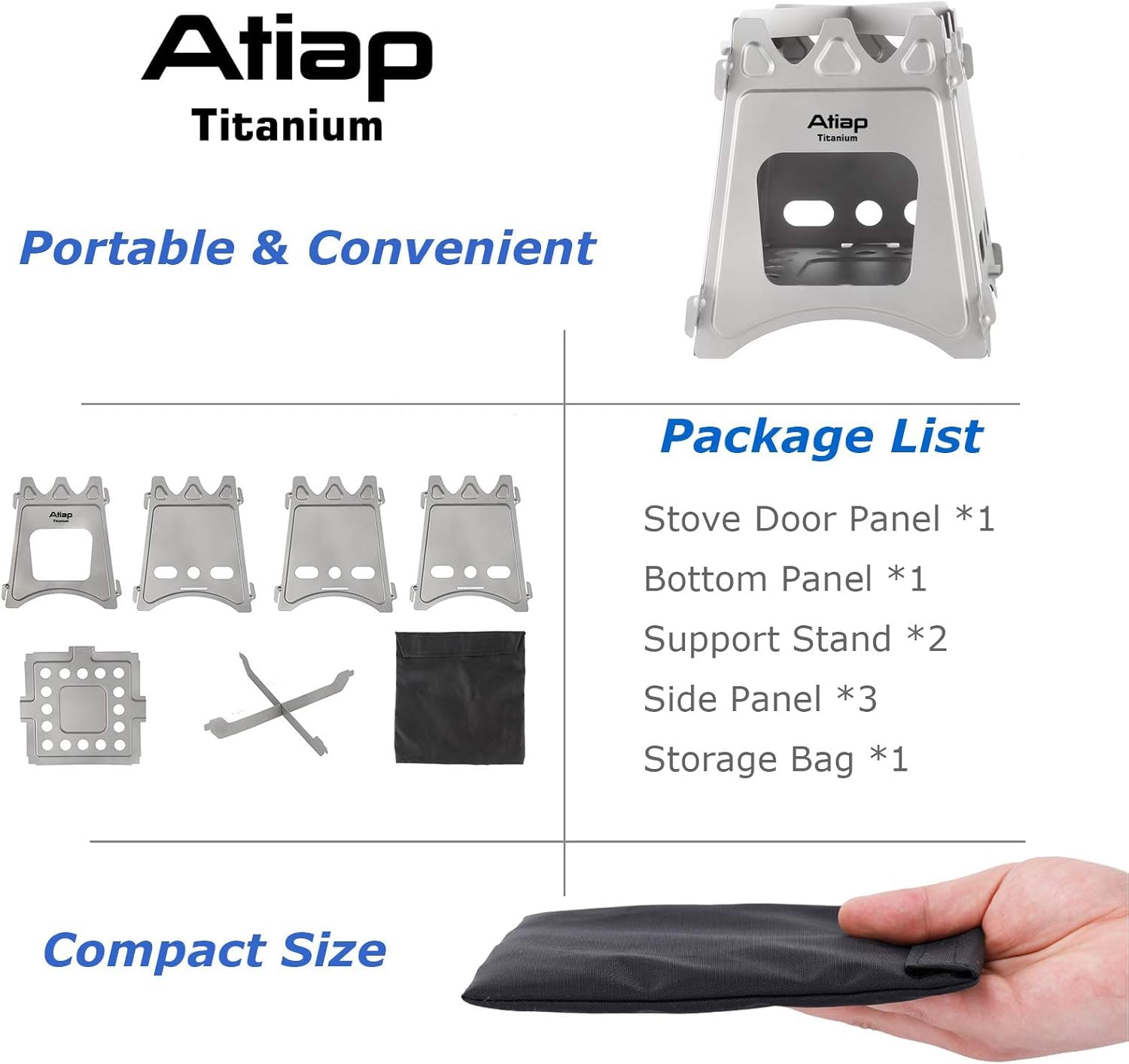 ATiAP Ultralight stove wide door design improves airflow for efficient burning