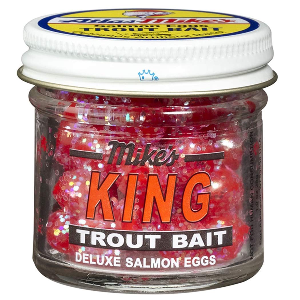 Atlas Mike's 1206 Glitter Egg in red; eye-catching lure to attract fish.