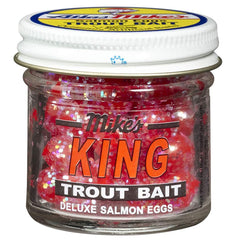 Atlas Mike's 1206 Glitter Egg in red; eye-catching lure to attract fish.