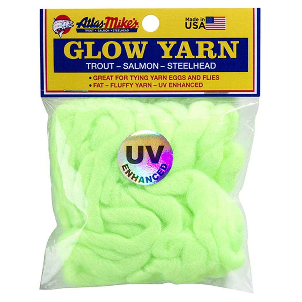 Atlas Mike's UV Glow Yarn chartreuse closeup showing vibrant color for night bites