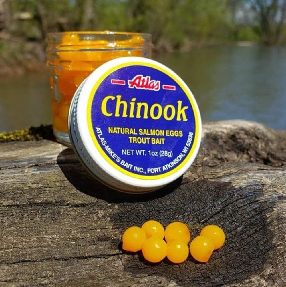 Close-up of Atlas Mike's Chinook Cheese Salmon Eggs bait, 1oz Yellow – image 2