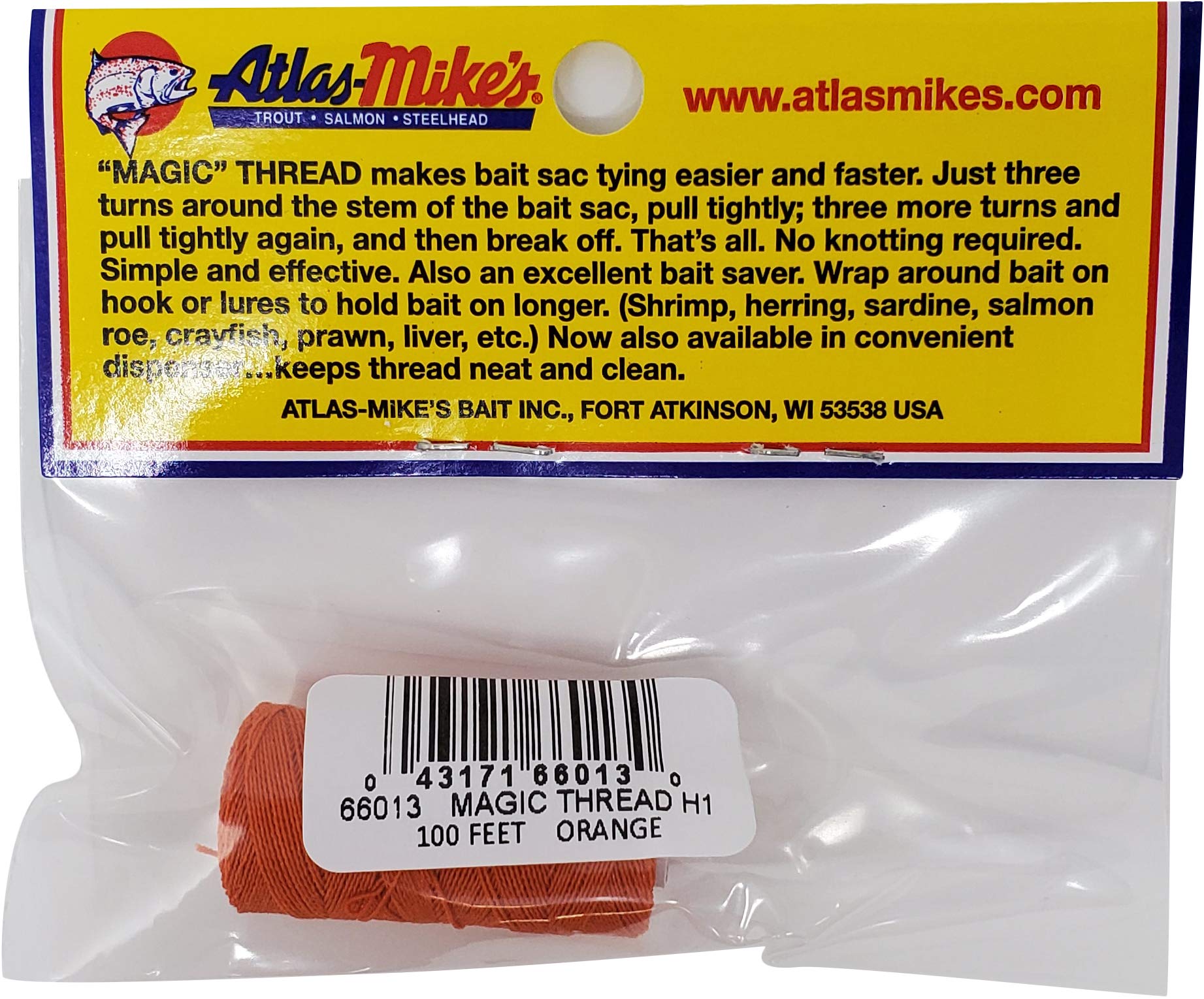 Atlas Mike's Magic Thread used on baits like shrimp, herring, or roe for longer-lasting holds.