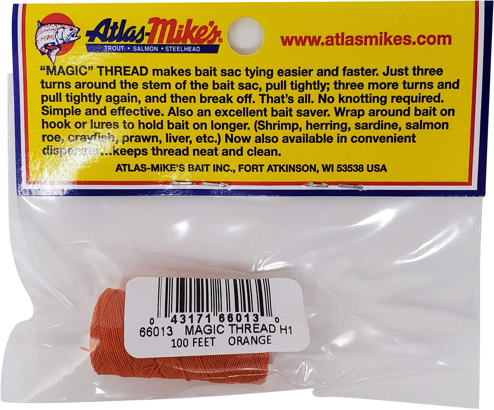 Atlas Mike's Magic Thread used on baits like shrimp, herring, or roe for longer-lasting holds.
