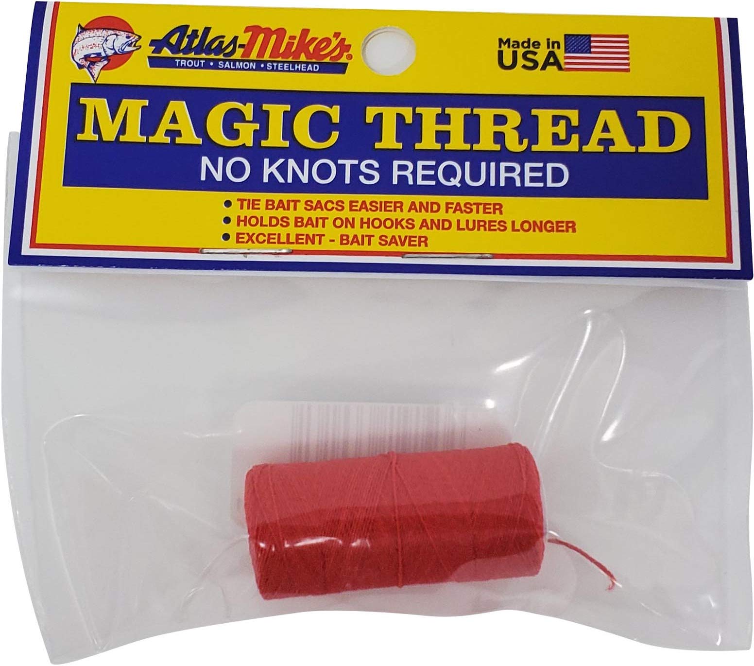 Atlas Mike's Magic Thread no-knot wrap secures roe on the hook quickly.