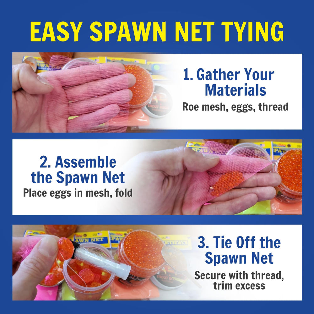 Atlas Mike's Spawn Net multicolor design aids bait identification.