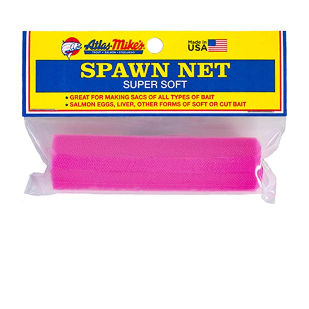 Atlas Mike's Super Soft Spawn Net pink 3x16in bait holder on white background