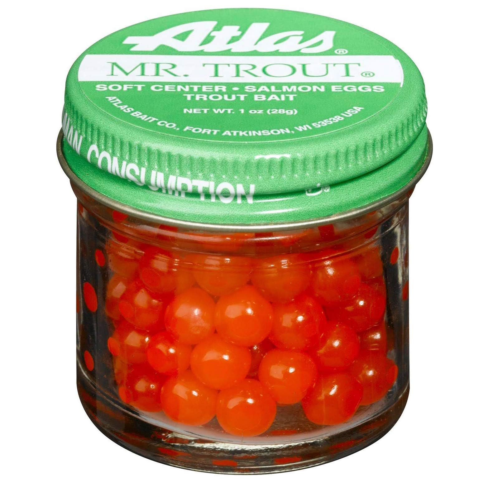 Atlast Mr. Trout Salmon Eggs Orange bait close-up