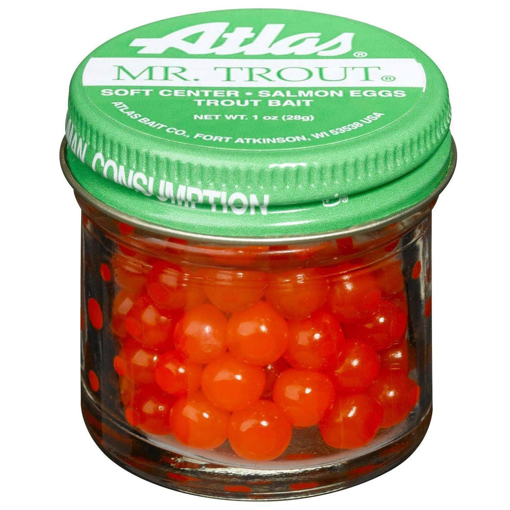 Atlast Mr. Trout Salmon Eggs Orange bait close-up