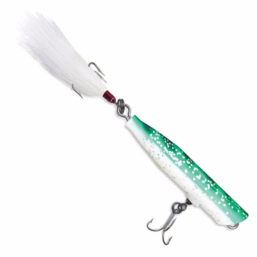 Atom 65PB M Striper Swiper Mackerel front view enhances surface disturbance to attract predatory game fish.