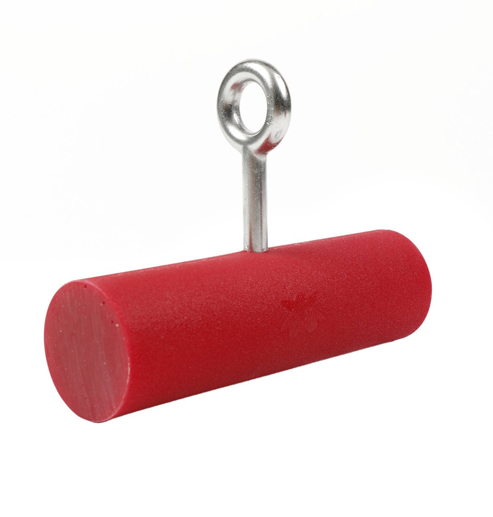 Atomik Climbing Holds 2in red hanging pipes – side view for versatile grip and strength training.