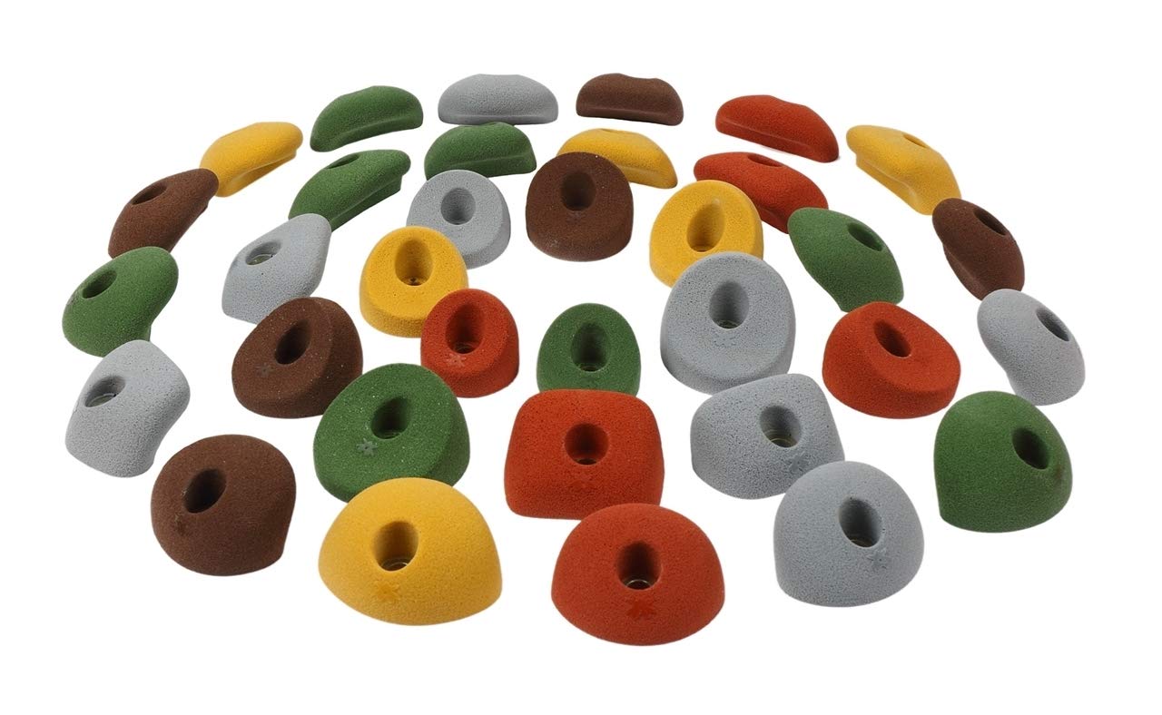 Atomik Rock Climbing Holds color assortment in earth tones for versatile spaces.