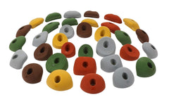 Atomik Rock Climbing Holds color assortment in earth tones for versatile spaces.
