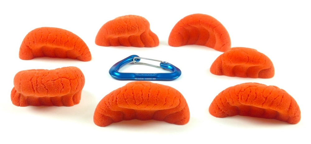 Atomik dripstone mini jug orange — compact bolt-on hold for steep terrain workouts